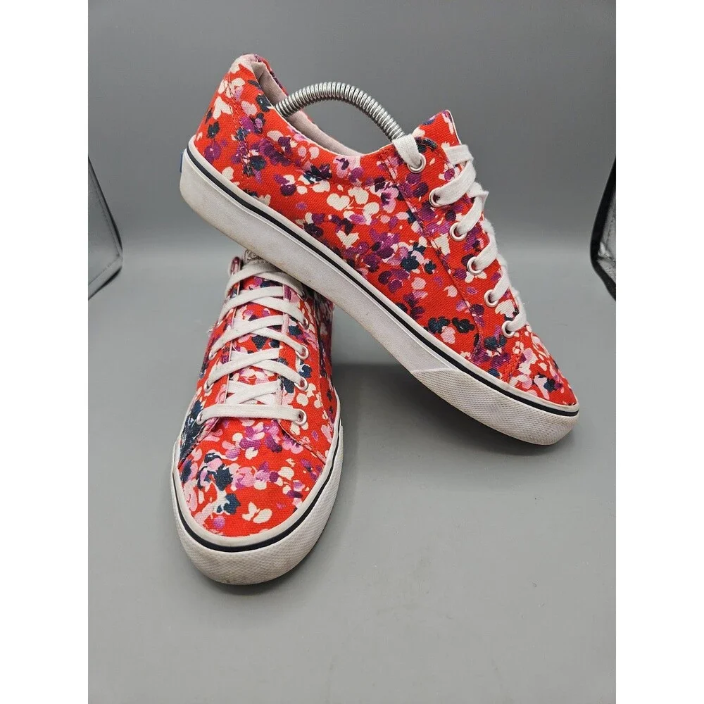 Keds  Women's Dream Foam Floral Sneakers - Size 11 - Red Canvas Lace-Up Shoes